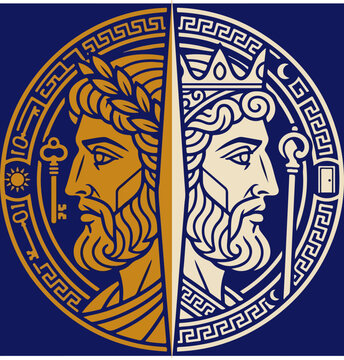 Illustration of two male faces profile.