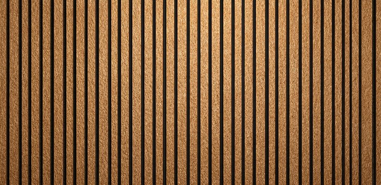 Vertical wood slats create a textured background with alternating light and dark tones