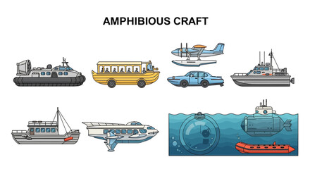 Amphibious vehicles and boats collection. © Kenywanch