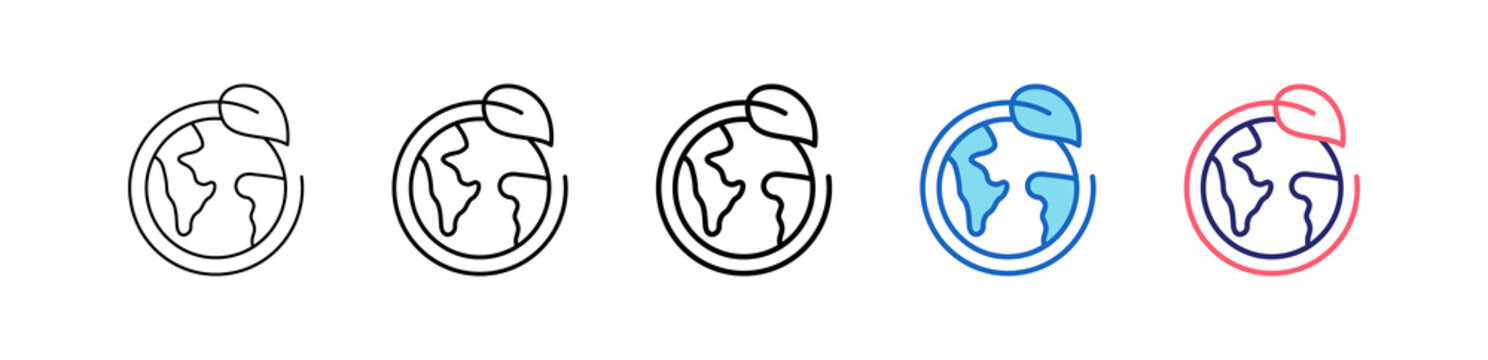 Sustainable Icon In 5 Different Styles Set Collection.   