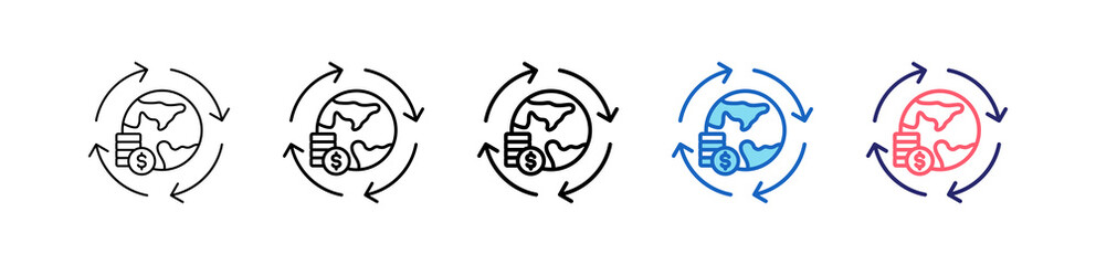 Obraz premium Circular Economy Icon In 5 Different Styles Set Collection. 