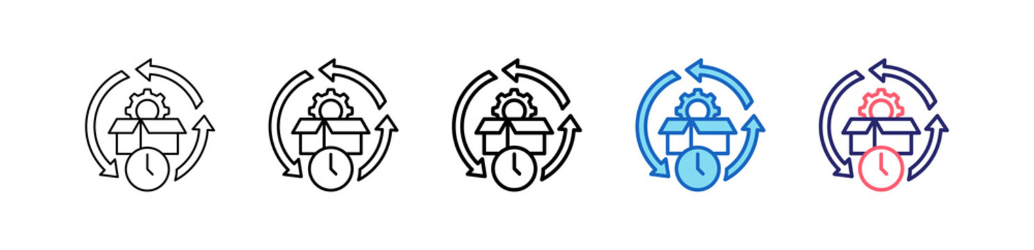 Product Life Cycle Icon In 5 Different Styles Set Collection.   