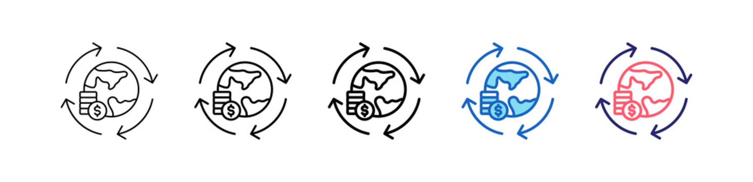 Circular Economy Icon In 5 Different Styles Set Collection.   