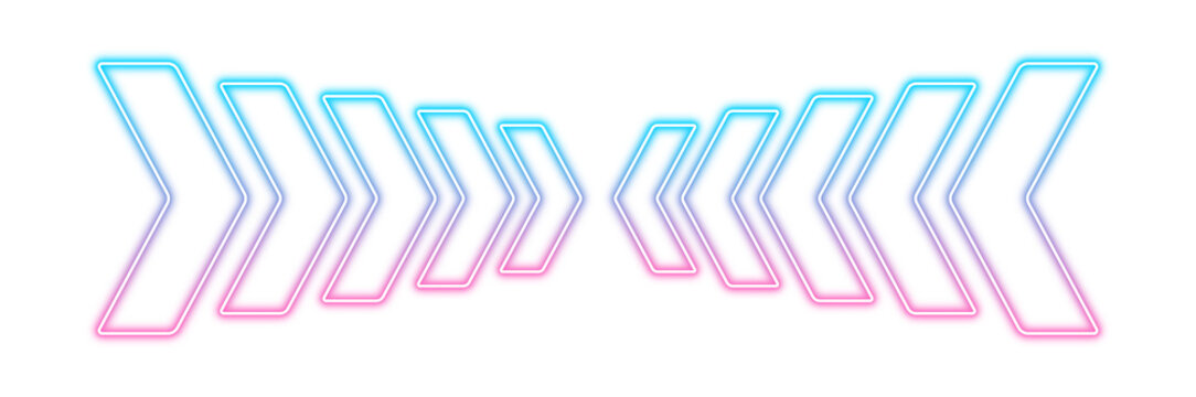 This artwork showcases high-speed technology in motion in PNG format. A modern neon arrow design cuts through a transparent background, emitting a glowing light effect