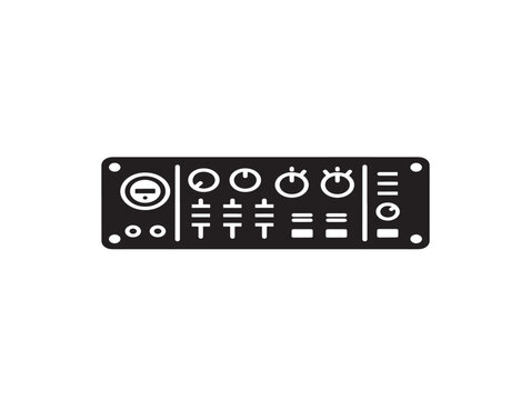 audio interface panel with knobs and ports vector illustration