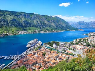Fototapeta premium old medieval town of kotor montenegro seen from above