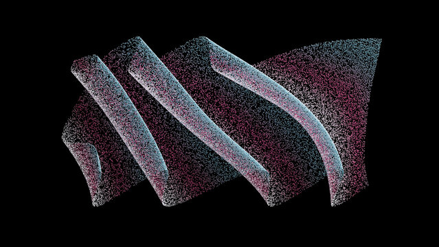 Abstract 3D rendering of dynamic particle flow simulation