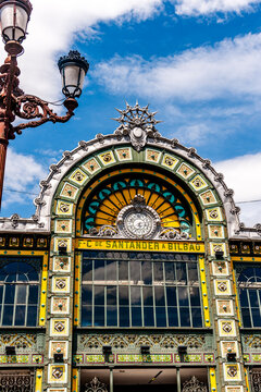 Facade of the Estacion de Santander train station in Bilbao Spain