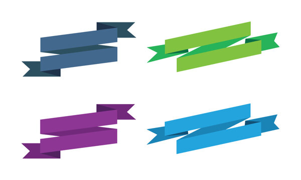 Set of Colorful Flat Z-Fold Ribbon Banners for Graphic Design