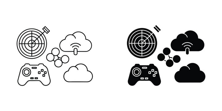 Comparison of local and cloud-based multiplayer gaming setups with controllers and targets
