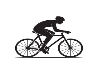 Naklejka premium Silhouette cyclist riding road bike flat design vector illustration