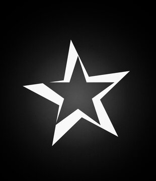 Abstract geometric black and white star illustration on dark backdrop