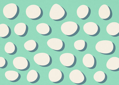 Abstract mint green organic polka dot pattern with shadows