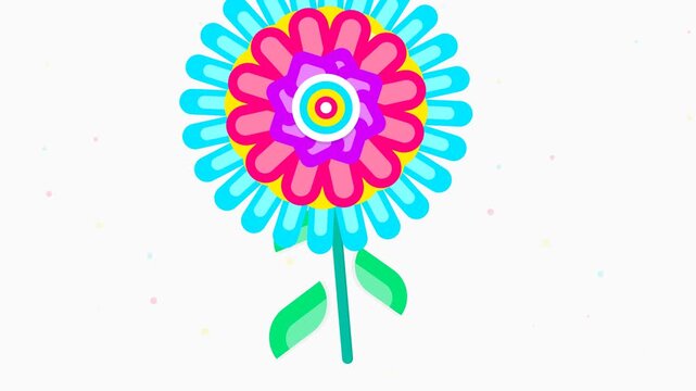 Vibrant Colorful Flower Blooming Animation on White Background for Nature and Growth Concepts
