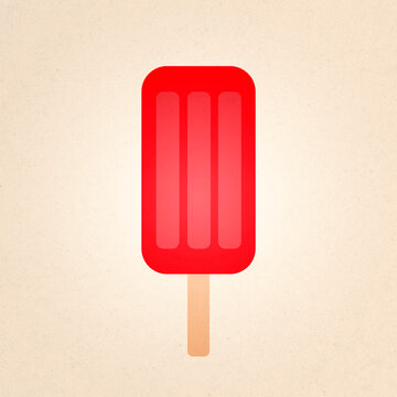Minimalist red popsicle illustration on textured background