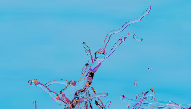 Abstract water splash in blue minimal background representing creativity