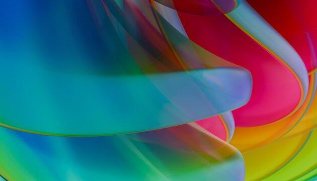 Abstract colorful 3D rendering of dynamic fluid wave blend