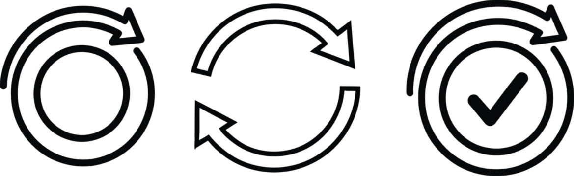 Circular arrows silhouette process cycle and completion visual representation