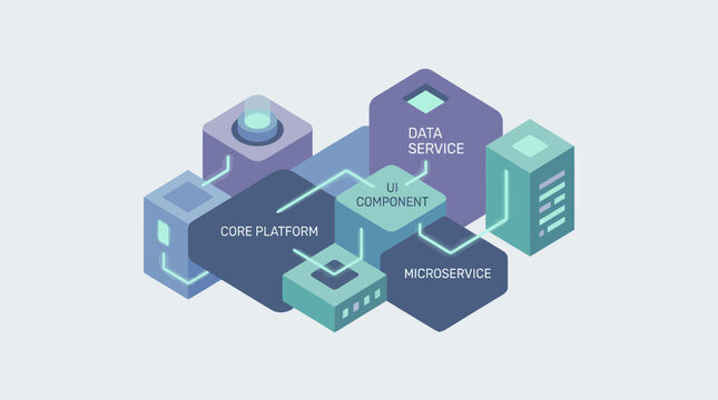 Illustrative representation of a scalable and modular software architecture with interconnected components