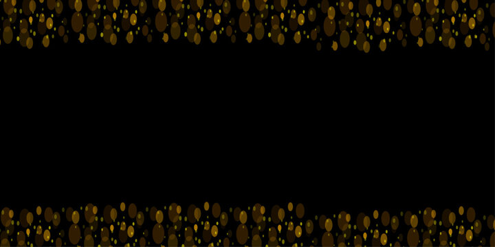 Black background with gold festive confetti borders for holiday or event design.