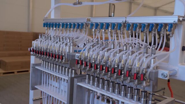 Complex industrial manifold system with multiple valves and pneumatic lines