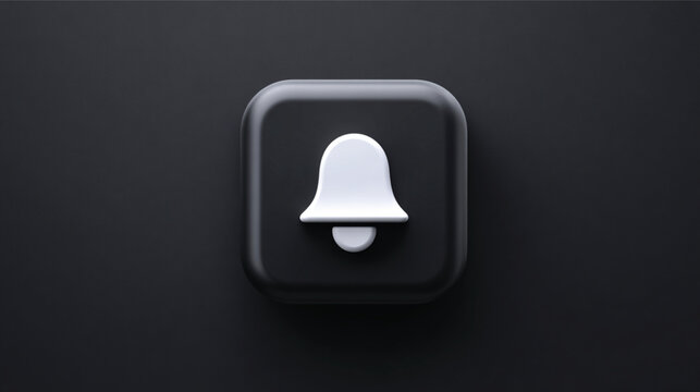 Bell Icon Notification Symbol On Dark Background For Alert Concepts
