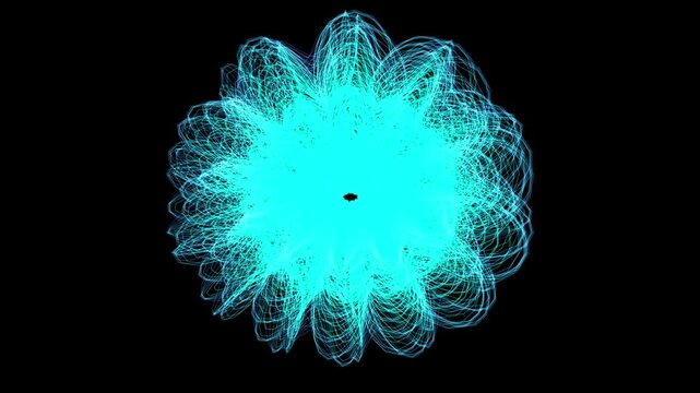 Premium 4K seamless loop of Vishuddha throat chakra 3D torus knot geometry unfolding in a cinematic deep void. Ideal for VJ sets, trance visuals, meditation apps, and yoga studios.