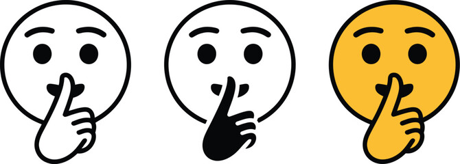 Fototapeta premium Shush emoji vector graphic, editable silence and quiet symbol icon representing hush gesture secrecy and no talking concept for digital design use.
