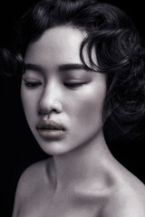 Fototapeta premium Asian women's black and white makeup