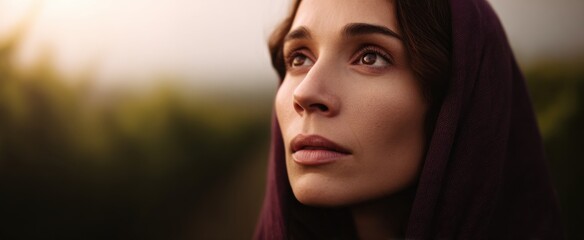 Naklejka premium Mary Magdalene marvels at dawn in a vineyard on Resurrection day witnessing the miracle.