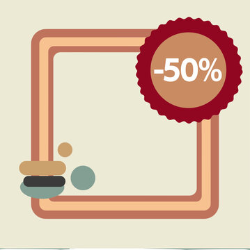 Discount Offer Graphic with Promotional Badge and Geometric Shapes