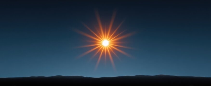 Golden sunburst radiates warmth like a dazzling firefly dance against a light blue sky.