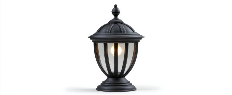 Antique black iron lantern for enhancing outdoor lighting on patios and walkways
