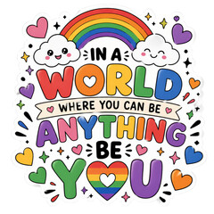 Fototapeta premium Lgbt pride rainbow sticker design digital download clipart printable typography art colorful quote
