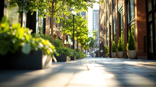 sustainability Mixed Use Development A bustling street scene in a mixed use development with shops, restaurants, and apartments, fostering a sense of community.