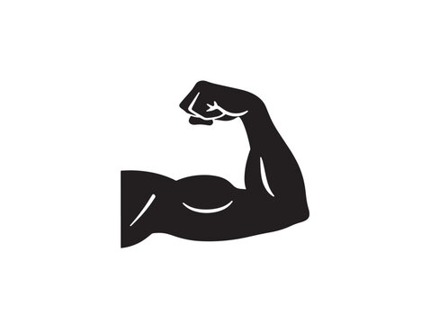 flexing arm muscle power strength flat design vector illustration
