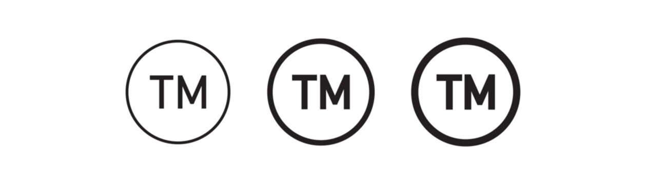 Trademark TM symbol in black circle. Perfect for UI design, web interfaces, apps, and corporate identity projects.