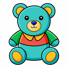 Obraz premium Cute turquoise teddy bear illustration with colorful shirt for children's designs