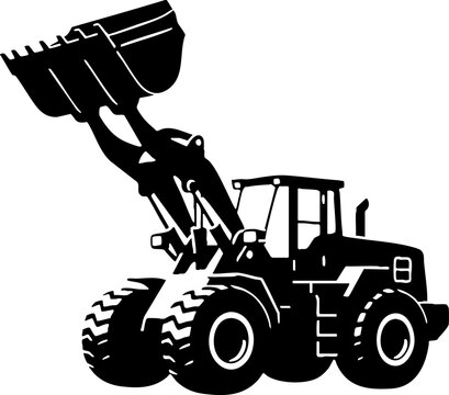 Wheel loader silhouette vector for construction design