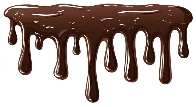 Molten dark chocolate dripping over white background isolated