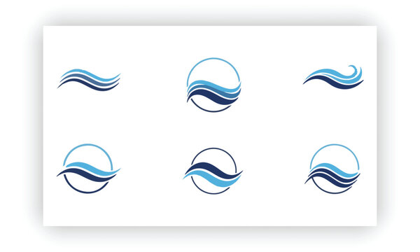 Water Wave Vector Logo Set &ndash; Abstract Aqua Flow Logo Templates Collection