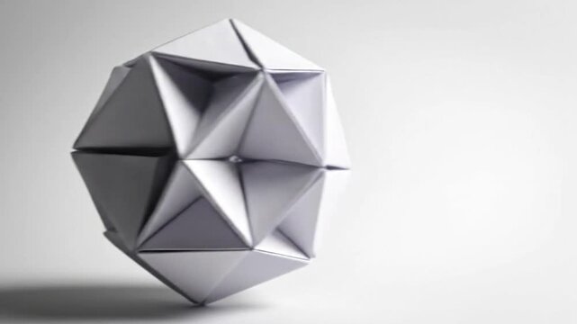 Geometric paper sculpture transitions from angular to rounded shapes on a clean white background