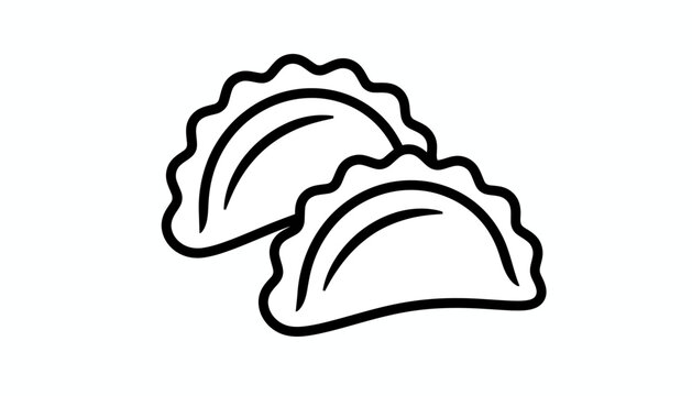 Dumpling icons, dumplings line art, black outline food symbols, vector illustrations