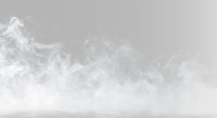 Fototapeta premium Realistic heavy white smoke clouds set, atmospheric thick fog or steam mist on grey backgrounds