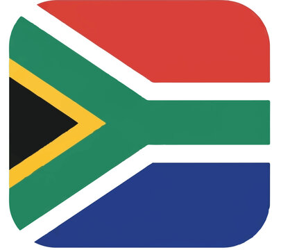South Africa Flag Silhouette Vector Icon Rounded Square Design