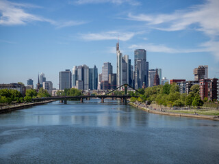 Naklejka premium Skyline of Frankfurt with Commerbank, COLLECTION Business Center Frankfurt FOUR, FOUR Frankfurt, Dekra, Union Invest, MainTower, MainTor, Onitower, Frankurt, Grmany