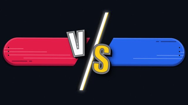 Animated Versus Screen with Red and Blue Team Headers for Competitive Gaming Sports and Product Battle Comparisons