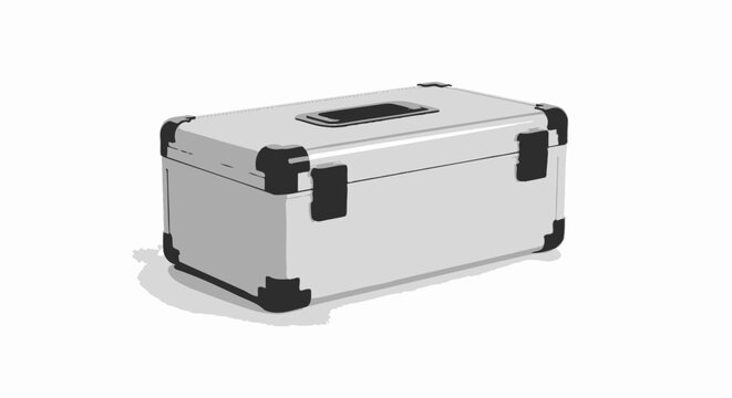 Silver metallic professional equipment flight case on white background