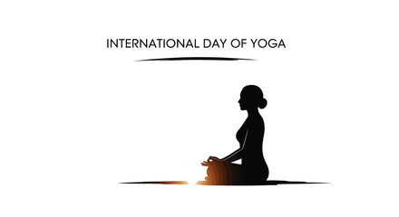 International Day of Yoga vector graphic illustration featuring a meditating woman in a serene lotus pose design