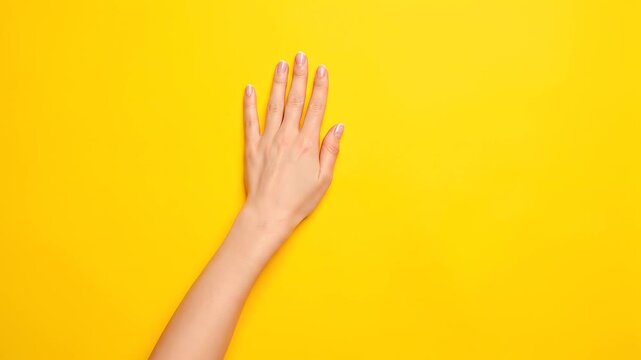 A solitary hand extends against radiant yellow, symbolizing human presence, individuality, and contrast&mdash;an emblem of simplicity, strength, and silent communication within vibrant emptiness.